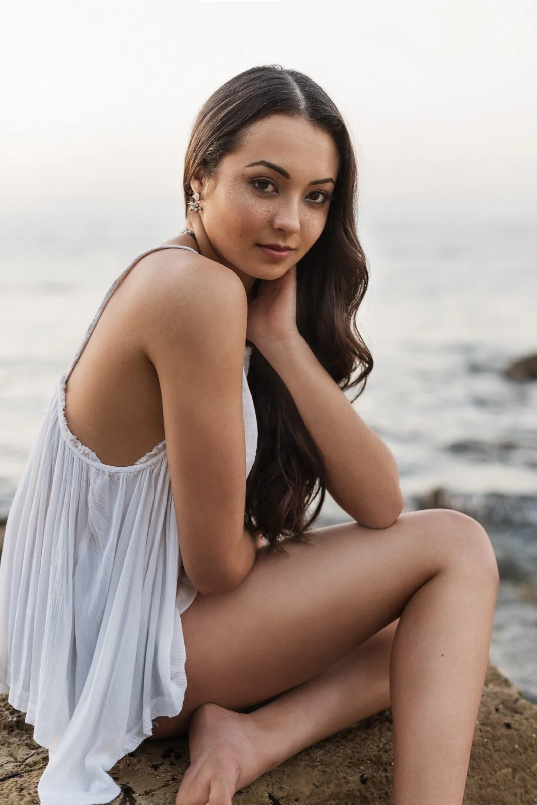 South Bay senior portrait of teen girl at the beach at sunset